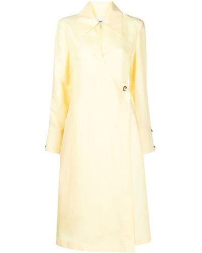 Jil Sander Wrap Long-sleeve Midi Dress - Yellow