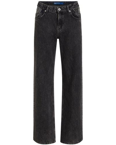 Karl Lagerfeld Chain-panel Straight-leg Jeans - Black