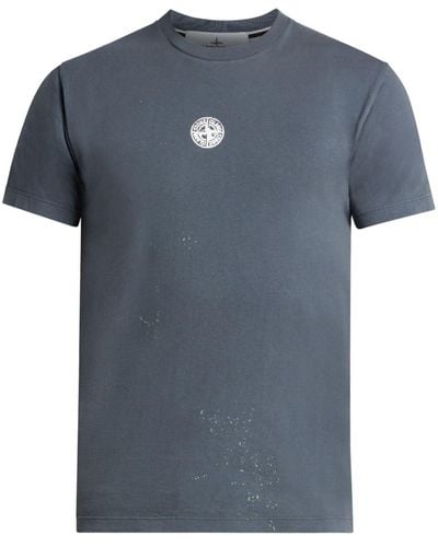 Stone Island Compass Logo-print Cotton T-shirt - Blue