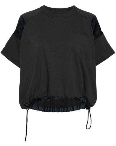 Sacai Drawstring-hem Cotton Shirt - Black