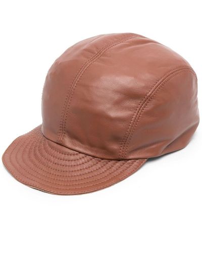 Sunnei Leather Baseball Cap - Brown