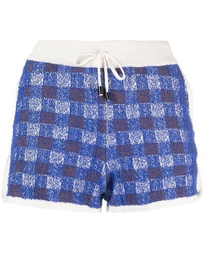 Drumohr Gingham-check Print Shorts - Blue