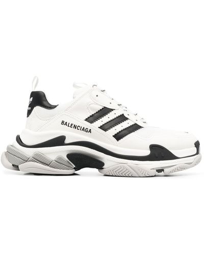 Balenciaga X Adidas トリプル S フェイクレザースニーカー - ホワイト