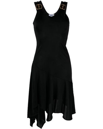 Bally Vestido de satén con placa del logo - Negro