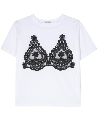 Parlor Corded-lace-detailing Cotton T-shirt - White