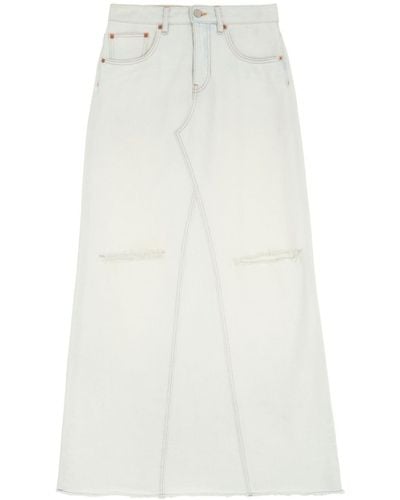 MM6 by Maison Martin Margiela Jupe en jean à coupe longue - Blanc