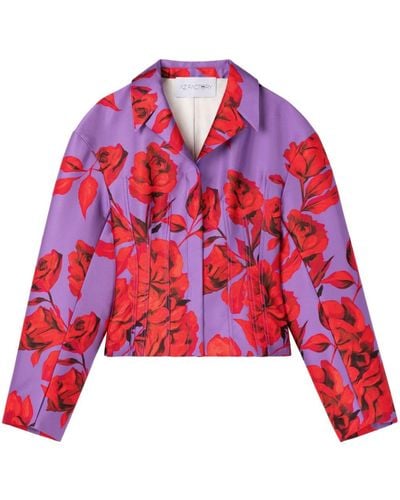 AZ FACTORY Hibiscus-print Cropped Jacket - Red