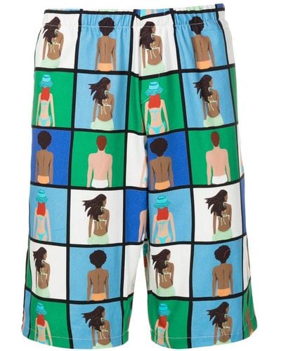 Amir Slama Graphic-print Bermuda Shorts - Green