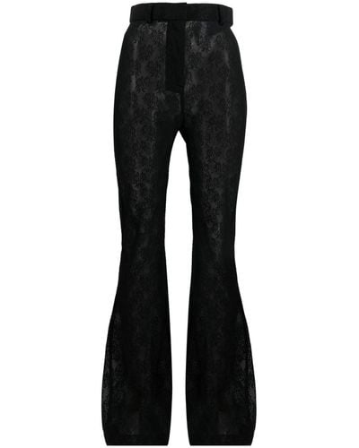 Moschino Floral-lace Sheer Flared Trousers - Black