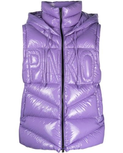 Pinko Quilted Hooded Gilet - Purple