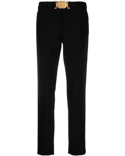 Moschino Smiley-buckle Tapered Pants - Black