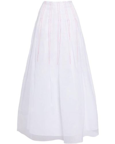 Rosie Assoulin Contrast thread-detail cotton midi skirt - Bianco