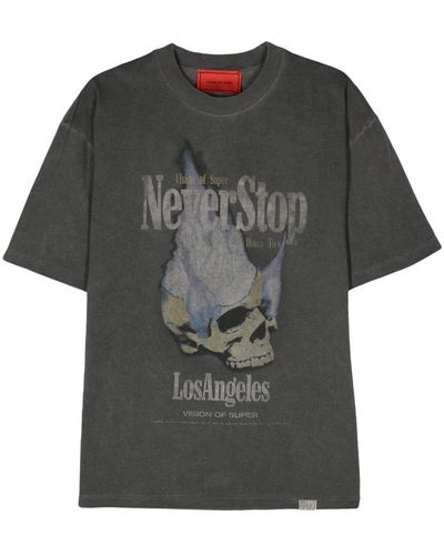 Vision Of Super Never Stop Cotton T-shirt - Grey