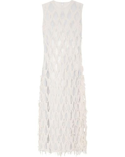 Maison Margiela Distressed-overlay Silk Dress - White