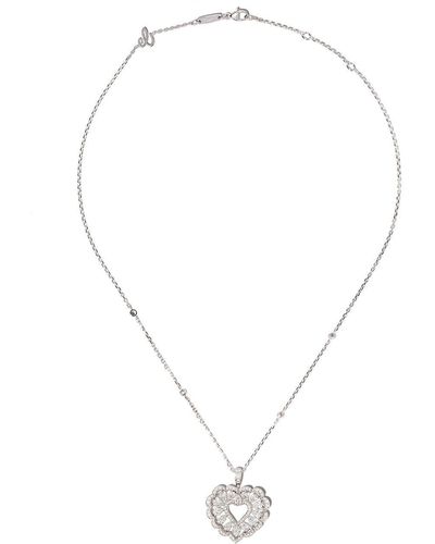 Chopard 18kt White Gold Precious Lace Cœur Diamond Necklace - Metallic