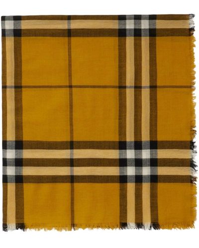 Burberry Check Wool Scarf - Yellow