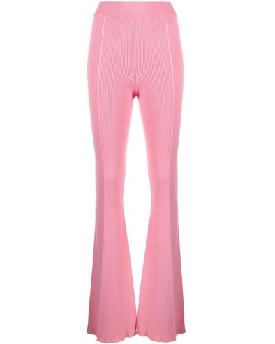 Aeron Ribbed-knit Flared Pants - Pink