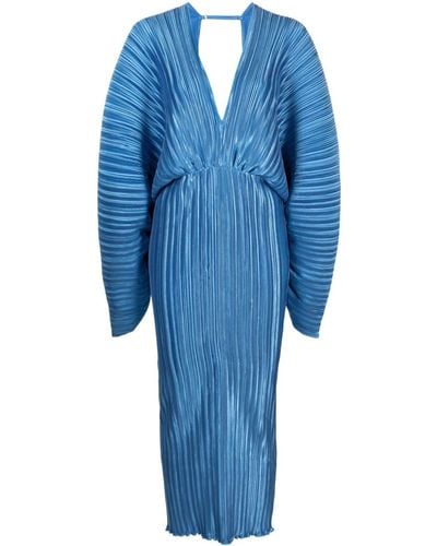 L'idée Galerie Pleated Midi Dress - Blue