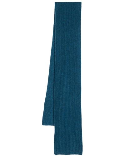 N.Peal Cashmere リブニット カシミアスカーフ - ブルー