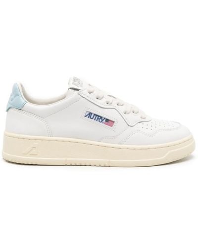 Autry Medalist Low Sneakers In White And Light Blue Leather