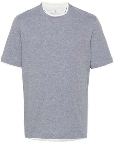 Brunello Cucinelli Faux-layered Cotton T-shirt - Grey