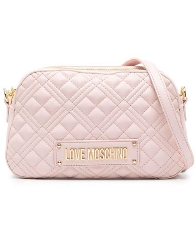 Love Moschino Gesteppte Umhängetasche mit Logo - Pink