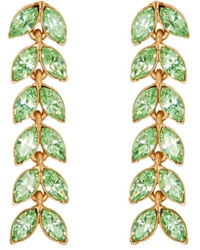 Oscar de la Renta Crystal Leaves Drop Earrings - Green