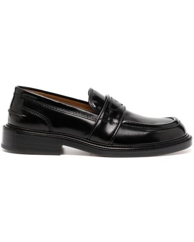 Maison Kitsuné Logo-debossed Leather Loafers - Black