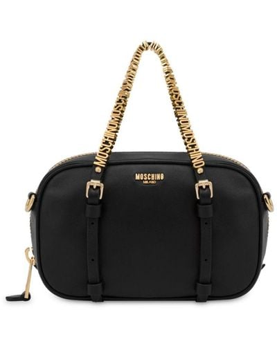 Moschino Logo-lettering Leather Tote Bag - Black