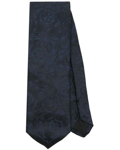 Versace Cravate Barocco en soie - Bleu