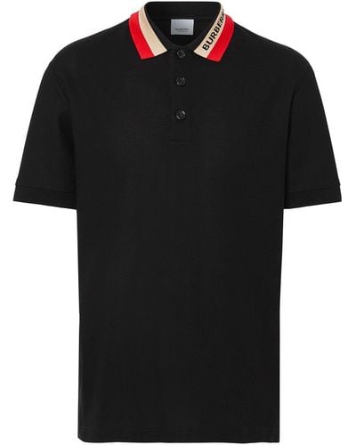 Burberry Edney Polo -shirt Met Gestreepte Kraag - Zwart