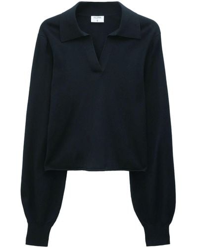 Filippa K Fine-knit Polo-collar Jumper - Black
