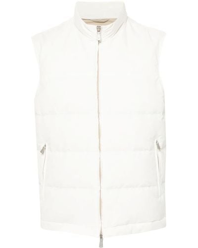 Eleventy Wool-blend Quilted Gilet - White