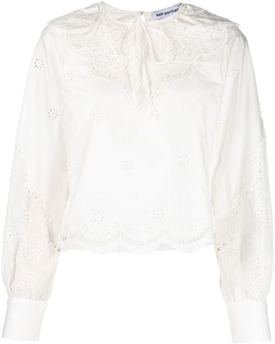Self-Portrait Blouse Met Broderie Anglaise - Wit