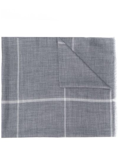 N.Peal Cashmere Checked Print Scarf - Grey