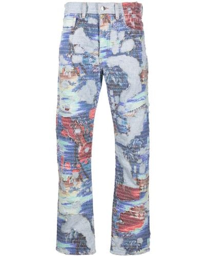 Amiri Aloha Boro Straight-leg Jeans - Blue
