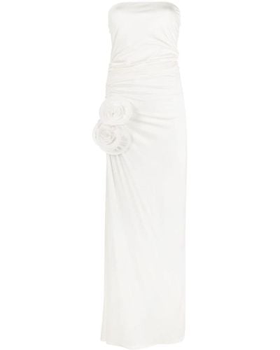 Magda Butrym Floral-appliqué Strapless Gown - White