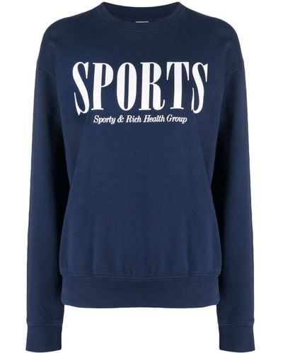 Sporty & Rich Sports Cotton Sweatshirt - Blue