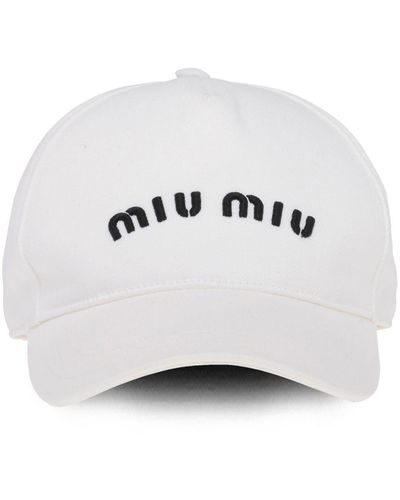 Miu Miu Logo-embroidered Baseball Cap - White