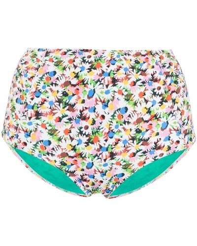PS by Paul Smith Floral High-waisted Bikini Bottoms - White