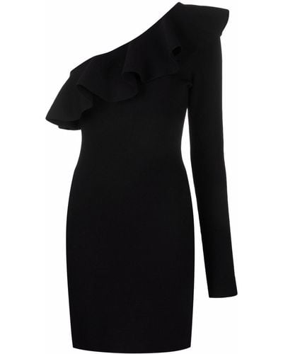 Philosophy Di Lorenzo Serafini One-shoulder Ruffled Mini Dress - Black