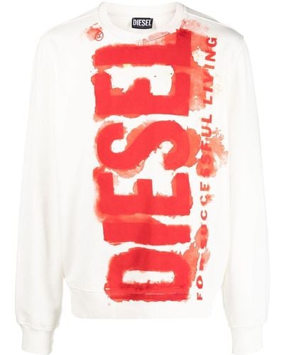 DIESEL Sweater Met Logoprint - Rood