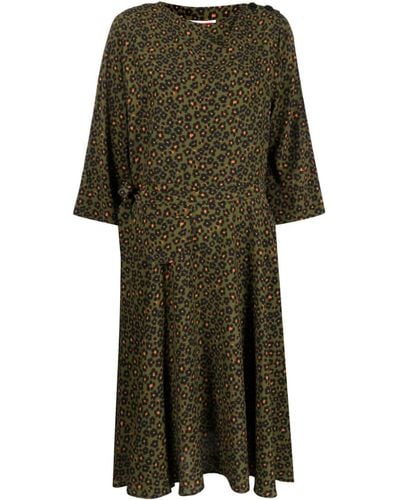 KENZO Midi-jurk Met Luipaardprint - Groen