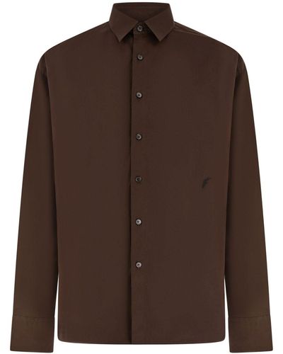 Ferragamo Cotton Long Sleeved Shirt - Brown