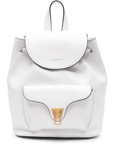 Coccinelle Logo-stamp Leather Backpack - White