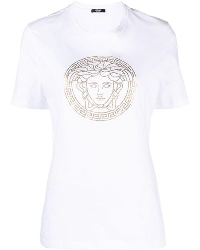 Versace Medusa Camiseta de cuello de la tripulación - Blanco