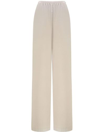 12 STOREEZ Pantalon en coton à coupe ample - Blanc