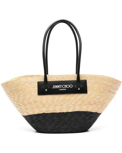 Jimmy Choo Beach Basket Woven Tote Bag - Natural