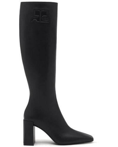 Courreges Heritage Leather Knee-high Boots - Black
