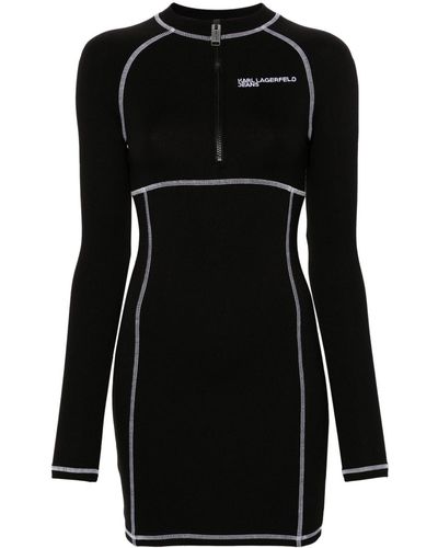 Karl Lagerfeld Vestido corto con logo bordado - Negro